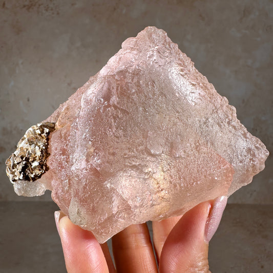 Pink Fluorite with Rose Gold Muscovite, 448g | Chumar Bakhoor, Hunza Valley, Pakistan