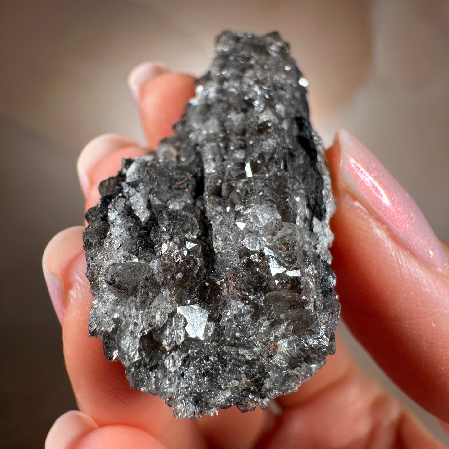 Crystallized Fossil Wood with Smoky Quartz Druzy, 18g — Arizona