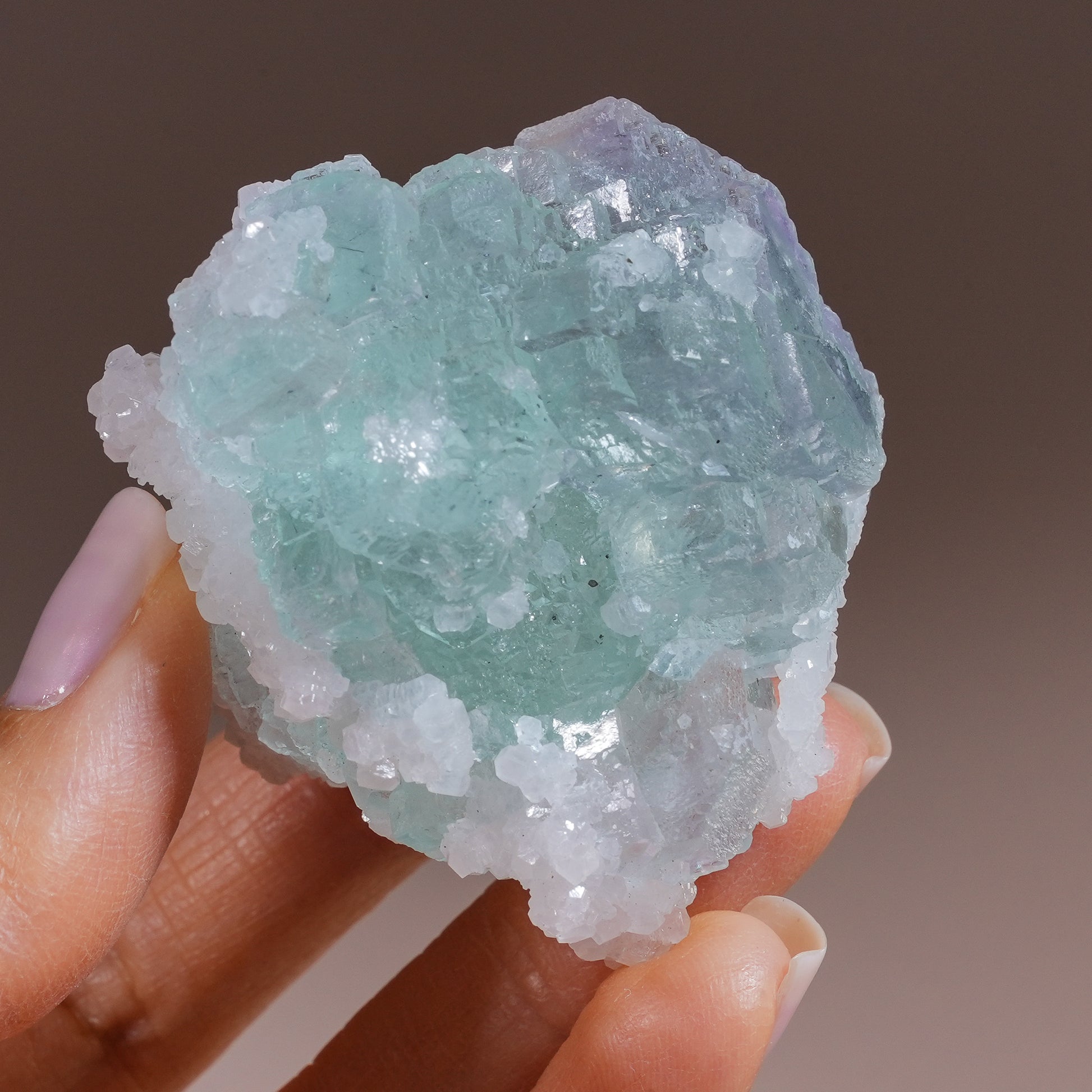 Aqua blue Fluorite with Quartz China