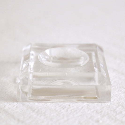 Clear Acrylic Display Stand For Crystal Spheres | Beveled 1.5" Square w/ Dimple