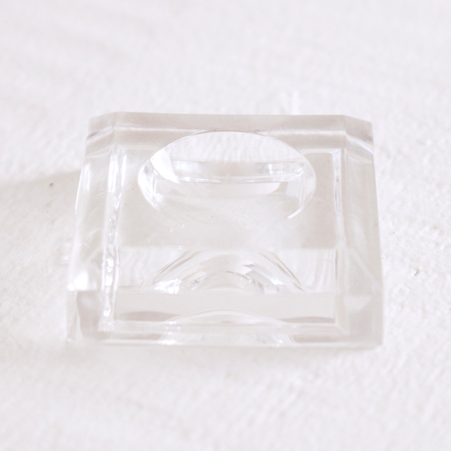 Clear Acrylic Display Stand For Crystal Spheres | Beveled 1.5" Square w/ Dimple