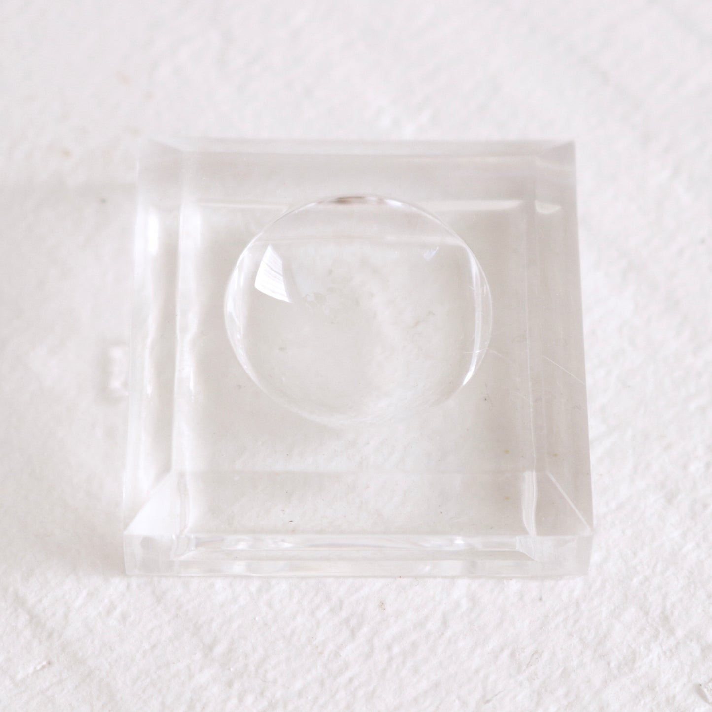 Clear Acrylic Display Stand For Crystal Spheres | Beveled 1.5" Square w/ Dimple